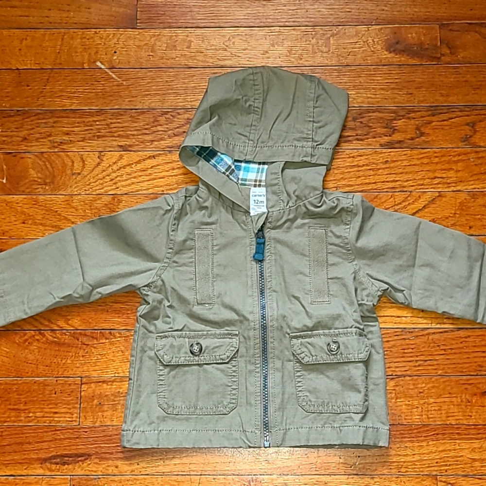 NWT Carter's army green zip up jacket. Size 12M